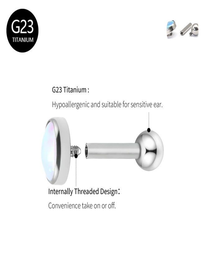 BLISI 16g Titanium Internally Threaded Earrings with Screw Back for Sensitive Ears Hypoallergenic Cartilage Tragus Helix Ear Piercing Diameter (Black Opal 1, 5mm) - Image 2